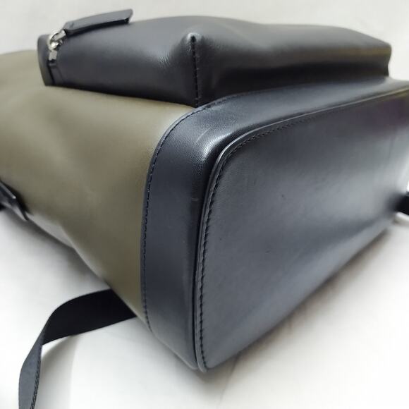 Michael Kors Olive Green Leather Zipper Closure Top Handle Backpack - Picture 15 of 16